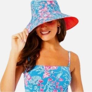 NWT Lilly Pulitzer Reversible Canvas Sunhat UPF50+ Bahamian Rhapsody : Sz: 0/S
